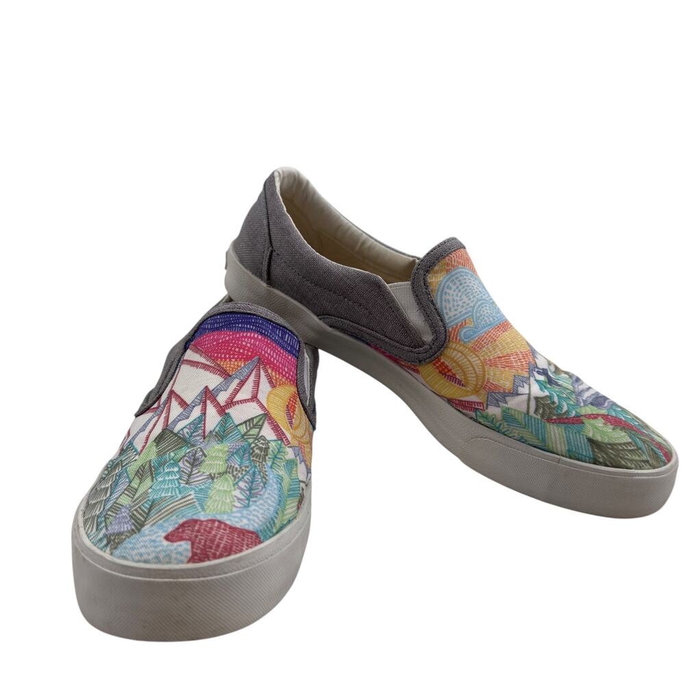 Inkkas Trek Art To Wear Colorful Artsy Unique Slip On Shoes Unisex W 10/ M 8